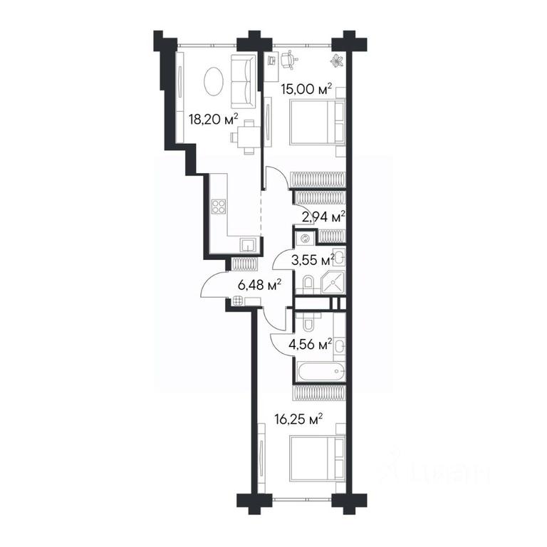 1-BD Apartment Sale, 66.98 sq. m. at 1-y Nagatinskiy, Nagatinskaya Street, Moscow, Russia #2