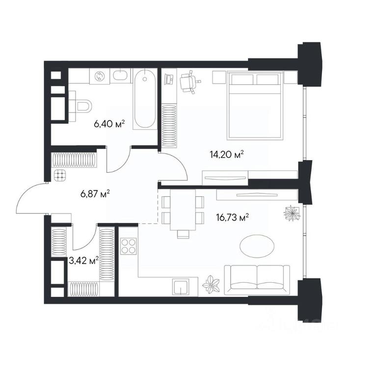 Apartment Sale, 46.69平方米 at 1-y Nagatinskiy, Nagatinskaya Street, Moscow, Russia #2