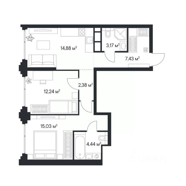 1-BD Apartment Sale, 59.57 sq. m. at 1-y Nagatinskiy, Nagatinskaya Street, Moscow, Russia #2 1-BD Apartment Sale, 59.57 sq. m. at 1-y Nagatinskiy, Nagatinskaya Street, Moscow, Russia #2