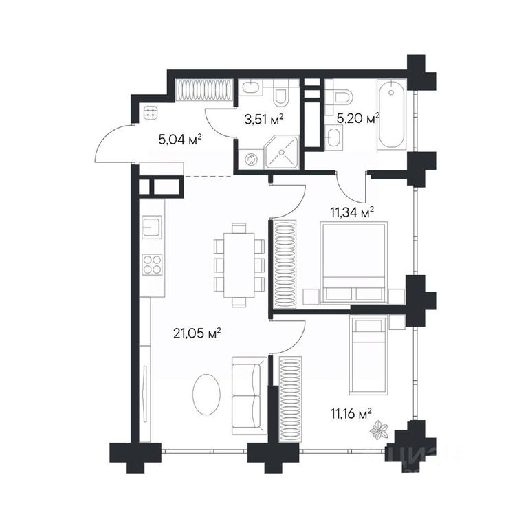 1-BD Apartment Sale, 56.62 sq. m. at 1-y Nagatinskiy, Nagatinskaya Street, Moscow, Russia #2 1-BD Apartment Sale, 56.62 sq. m. at 1-y Nagatinskiy, Nagatinskaya Street, Moscow, Russia #2