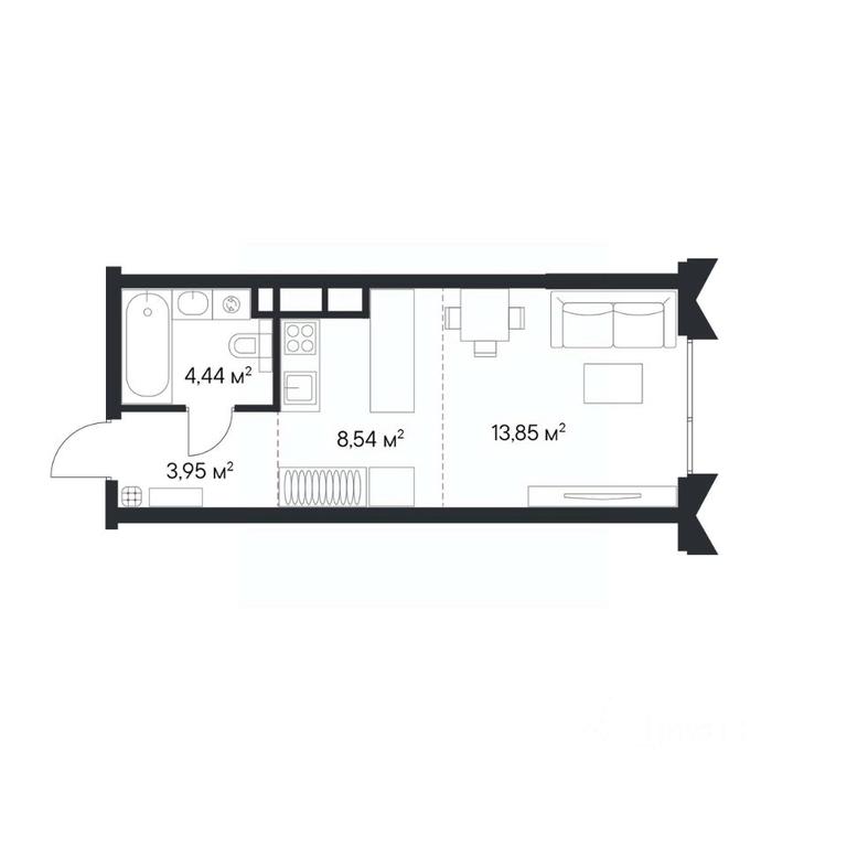 Apartment Sale, 30.41 sq. m. at 1-y Nagatinskiy, Nagatinskaya Street, Moscow, Russia #2