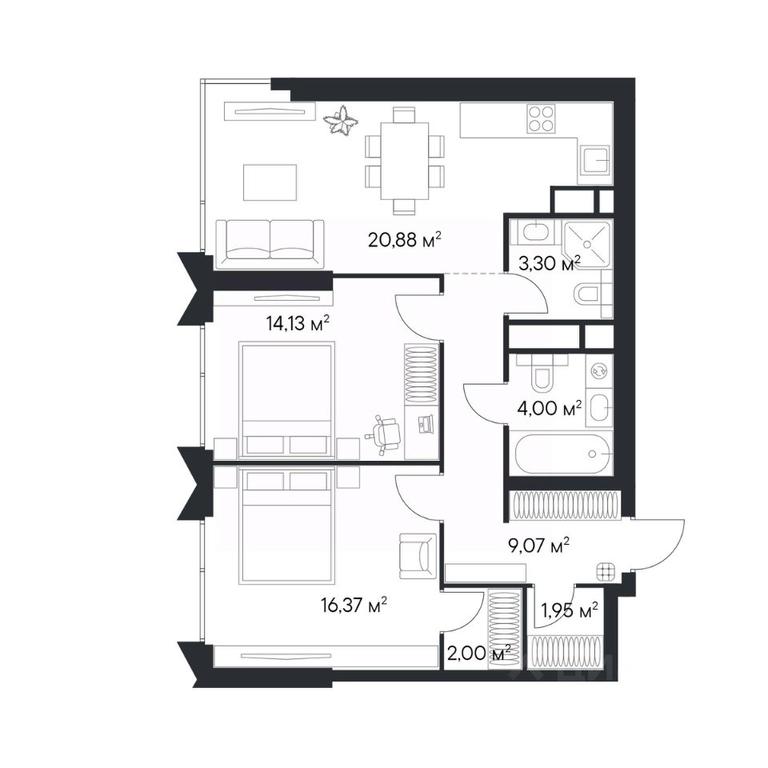 1-BD Apartment Sale, 71.7平方米 at 1-y Nagatinskiy, Nagatinskaya Street, Moscow, Russia #2 1-BD Apartment Sale, 71.7平方米 at 1-y Nagatinskiy, Nagatinskaya Street, Moscow, Russia #2