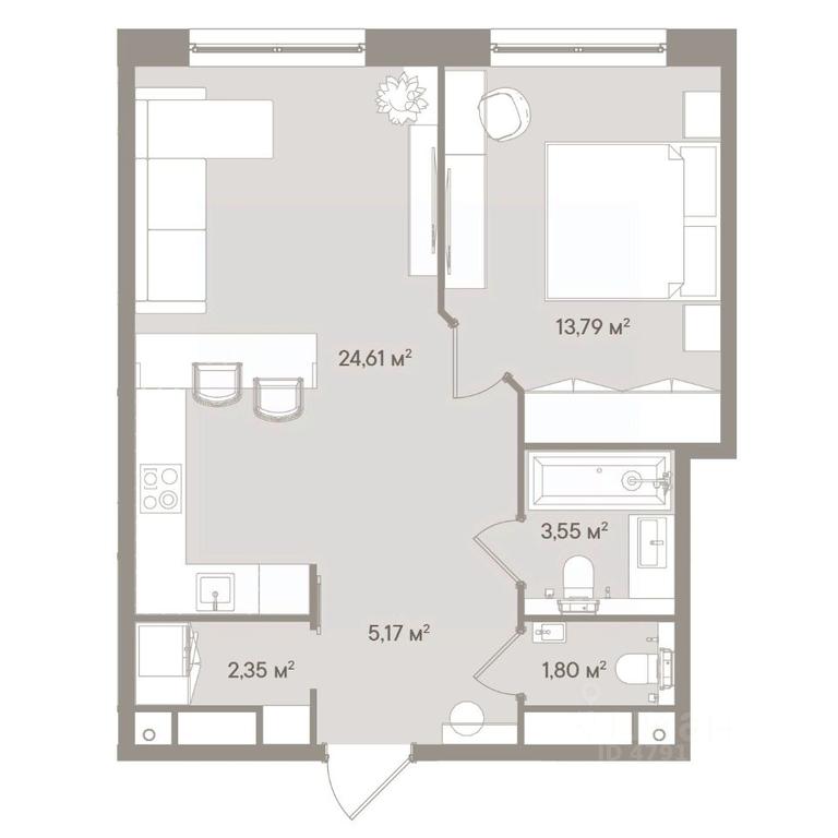 Apartment Sale, 51.3平方米 at D ORO MILLE (Doro Mille), 1st Mozhayskiy Blind Alley, 8Ас1, Moscow, Russia #1