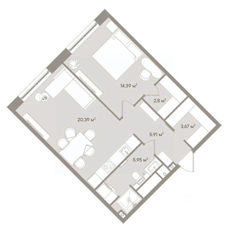 1-BD Apartment Sale, 53.1平方米 at D ORO MILLE (Doro Mille), 1st Mozhayskiy Blind Alley, 8Ас1, Moscow, Russia #1