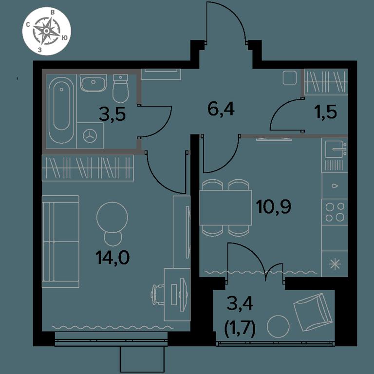 1-BD Apartment Sale, 38平方米 at Pervy Donskoj, zhiloy mikrorayon Sapronovo, derevnya Sapronovo, Leninskiy City District, Moscow Region, Russia #1 1-BD Apartment Sale, 38平方米 at Pervy Donskoj, zhiloy mikrorayon Sapronovo, derevnya Sapronovo, Leninskiy City District, Moscow Region, Russia #1