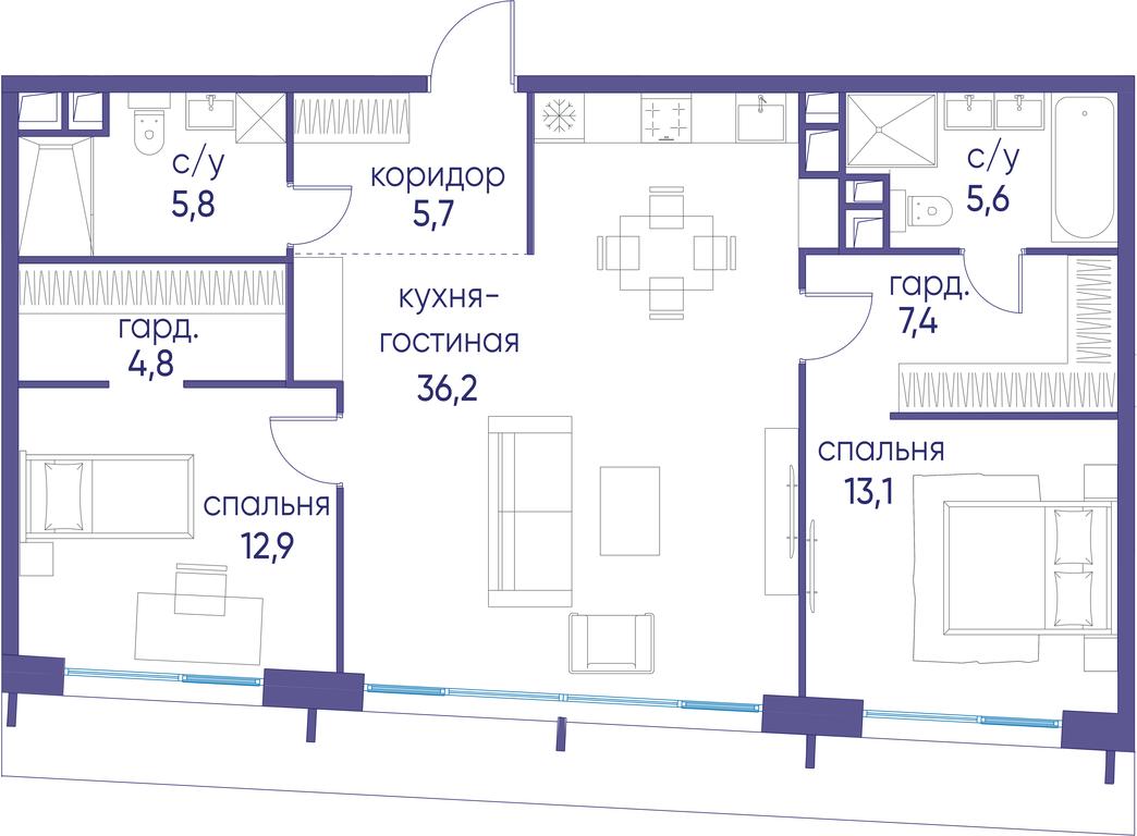 2-BD Apartment Sale, 91.5 sq. m. at Ostrov, Nizhnye Mnyovniki Street, 37Ас4, Moscow, Russia #1 2-BD Apartment Sale, 91.5 sq. m. at Ostrov, Nizhnye Mnyovniki Street, 37Ас4, Moscow, Russia #1