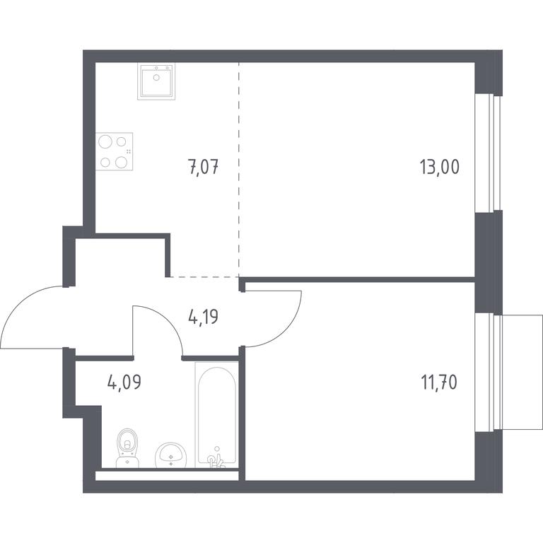 Apartment Sale, 40.05平方米 at Kvartal Aviatorov, ulitsa Koldunova, Aviatorov Microdistrict, Balashikha, Moscow Region, Russia #1