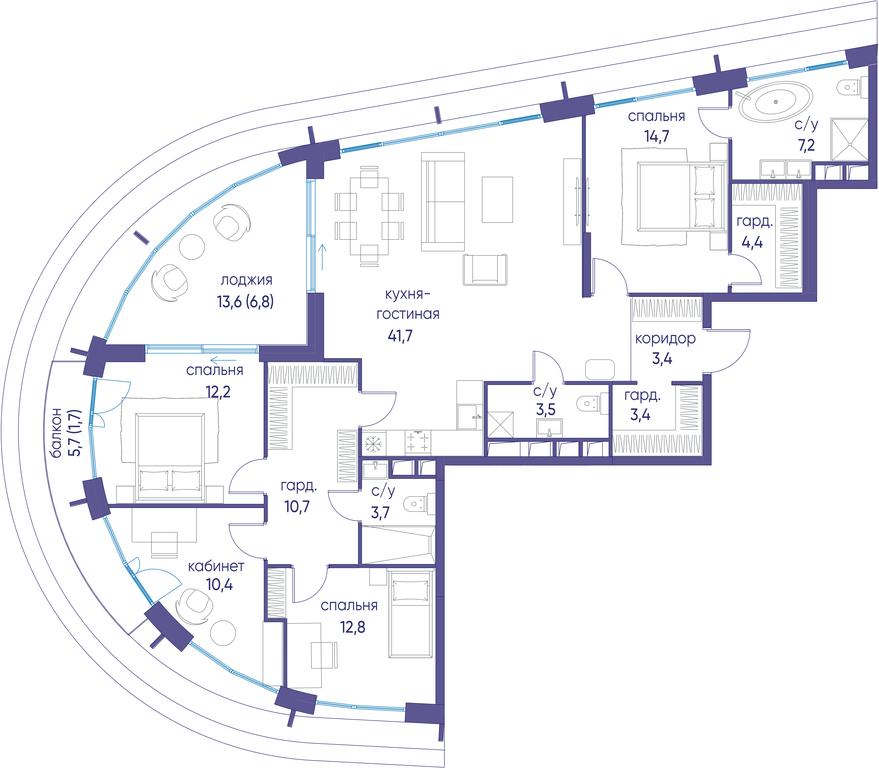 4-BD Apartment Sale, 136.7 sq. m. at Ostrov, Nizhnye Mnyovniki Street, 37Ас4, Moscow, Russia #1 4-BD Apartment Sale, 136.7 sq. m. at Ostrov, Nizhnye Mnyovniki Street, 37Ас4, Moscow, Russia #1