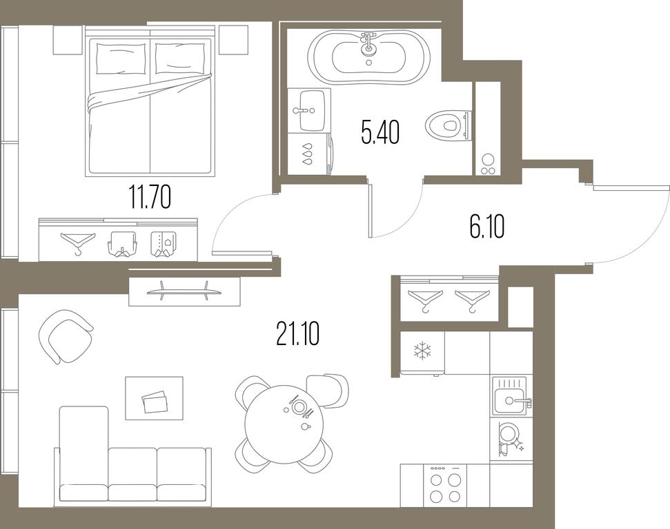 1-BD Apartment Sale, 44.3 sq. m. at Severny Port, Leningradskoye Highway, Moscow, Russia #1