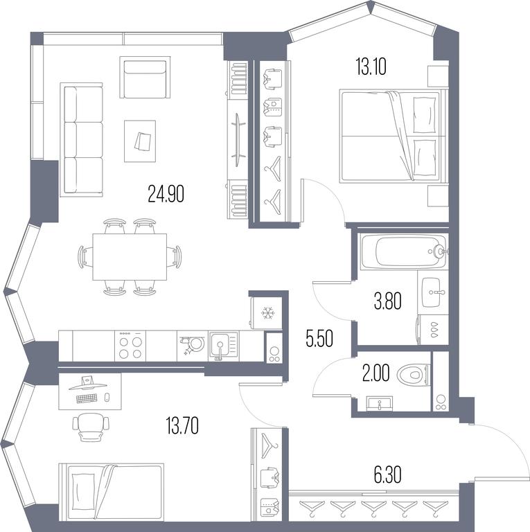 2-BD Apartment Sale, 69.3 sq. m. at Severny Port, Leningradskoye Highway, Moscow, Russia #1 2-BD Apartment Sale, 69.3 sq. m. at Severny Port, Leningradskoye Highway, Moscow, Russia #1