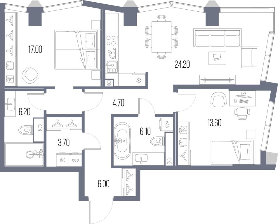 2-BD Apartment Sale, 81.5平方米 at Severny Port, Leningradskoye Highway, Moscow, Russia #1