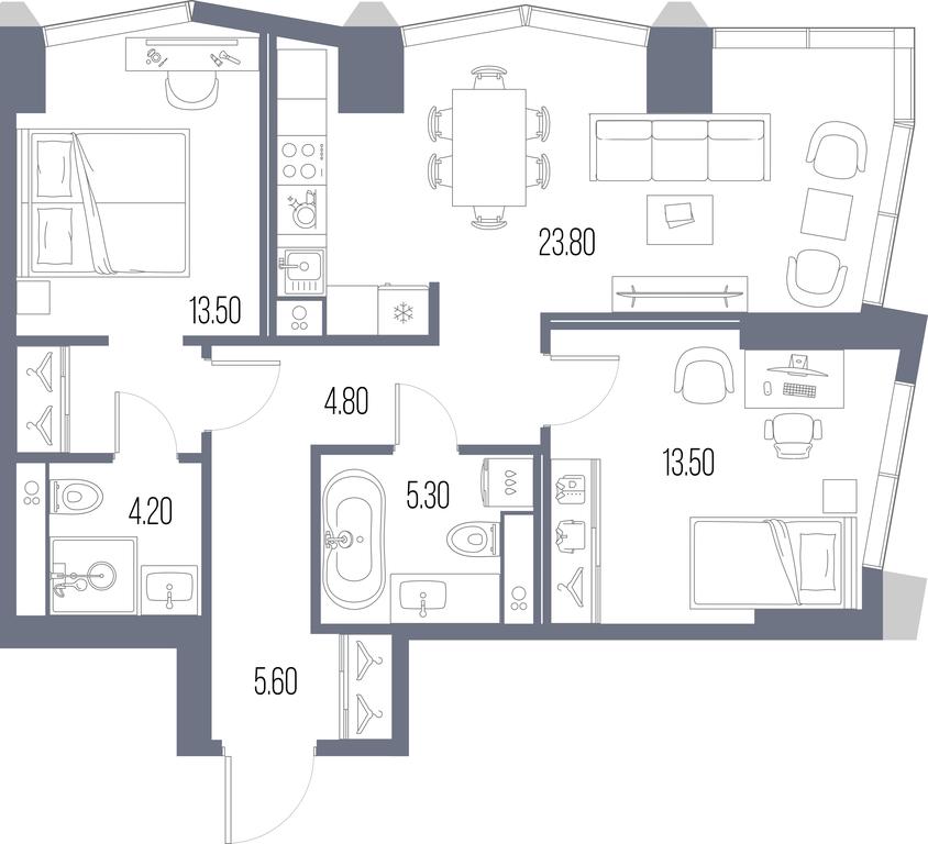2-BD Apartment Sale, 70.7 sq. m. at Severny Port, Leningradskoye Highway, Moscow, Russia #1 2-BD Apartment Sale, 70.7 sq. m. at Severny Port, Leningradskoye Highway, Moscow, Russia #1