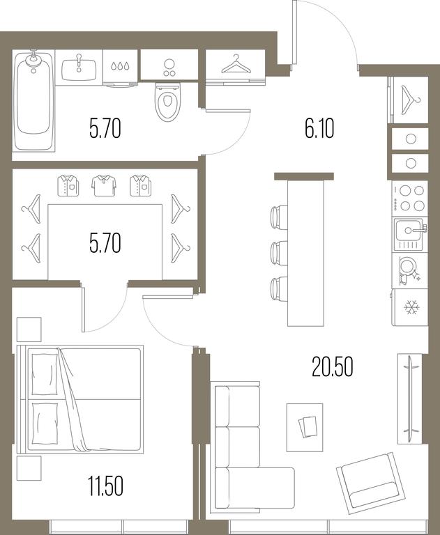 1-BD Apartment Sale, 49.5 sq. m. at Severny Port, Leningradskoye Highway, Moscow, Russia #1