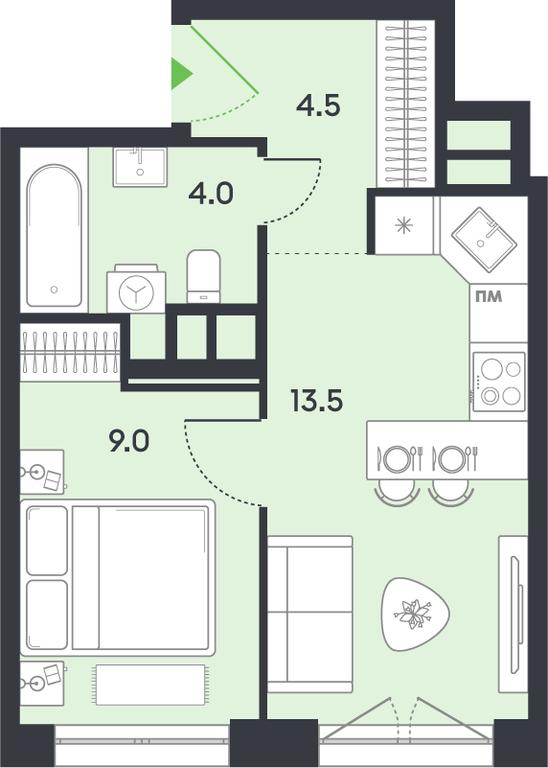 1-BD Apartment Sale, 31 sq. m. at balance, Ryazansky Avenue, Moscow, Russia #1 1-BD Apartment Sale, 31 sq. m. at balance, Ryazansky Avenue, Moscow, Russia #1