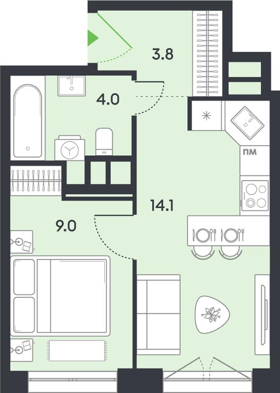 1-BD Apartment Sale, 30.9 sq. m. at balance, Ryazansky Avenue, Moscow, Russia #1 1-BD Apartment Sale, 30.9 sq. m. at balance, Ryazansky Avenue, Moscow, Russia #1