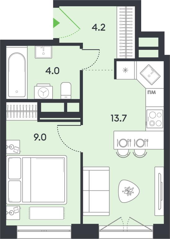 1-BD Apartment Sale, 30.9 sq. m. at balance, Ryazansky Avenue, Moscow, Russia #1 1-BD Apartment Sale, 30.9 sq. m. at balance, Ryazansky Avenue, Moscow, Russia #1