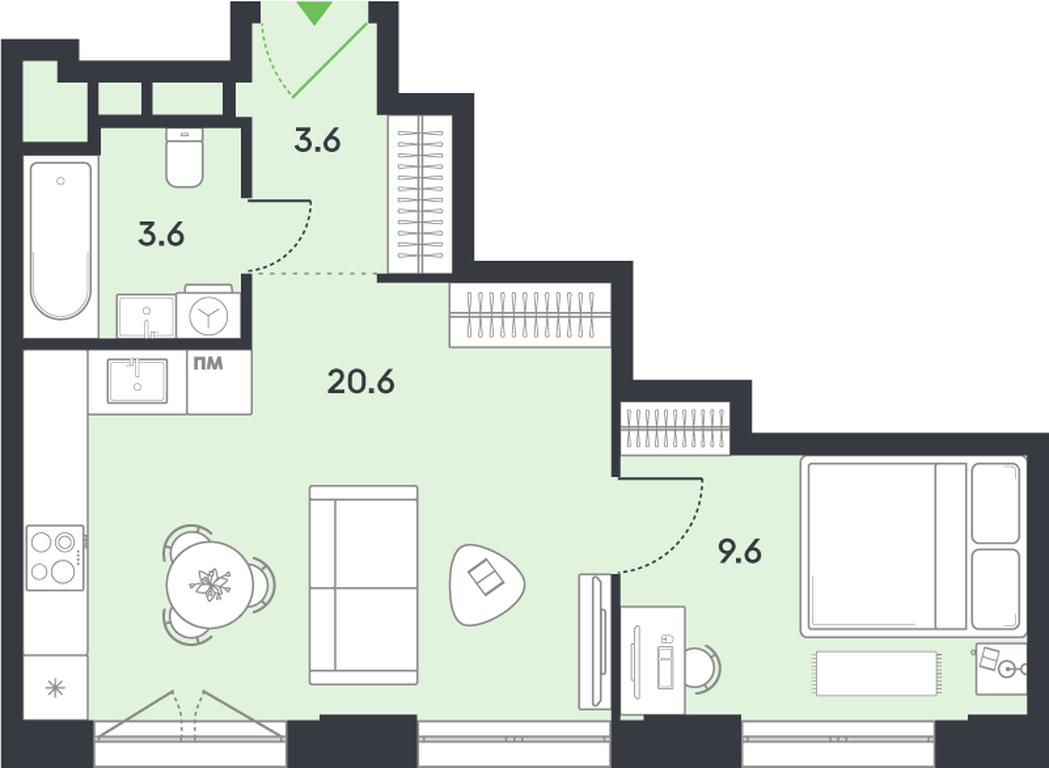 1-BD Apartment Sale, 37.4平方米 at balance, Ryazansky Avenue, Moscow, Russia #1 1-BD Apartment Sale, 37.4平方米 at balance, Ryazansky Avenue, Moscow, Russia #1