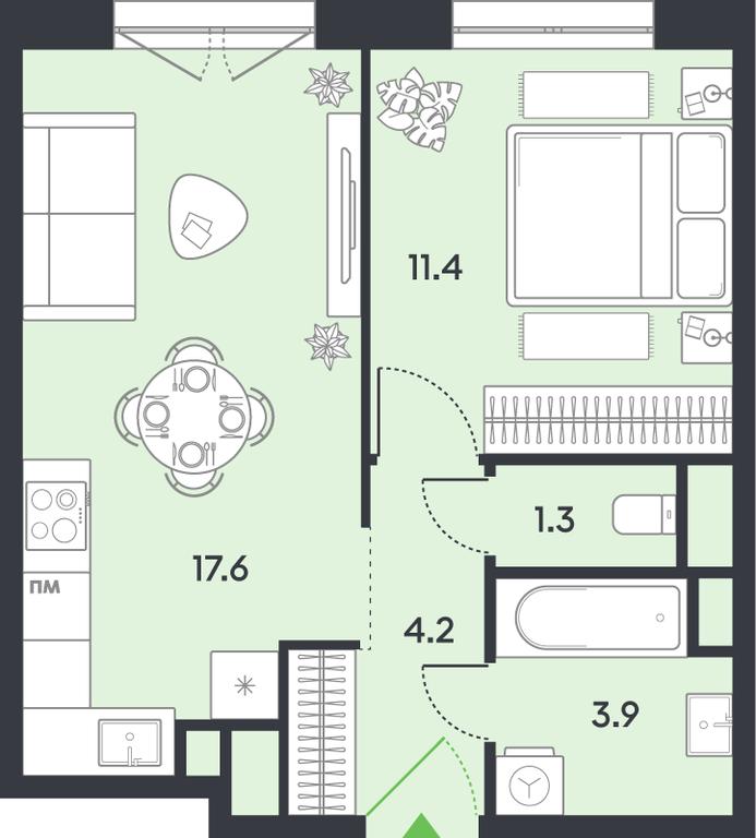 1-BD Apartment Sale, 38.4 sq. m. at balance, Ryazansky Avenue, Moscow, Russia #1