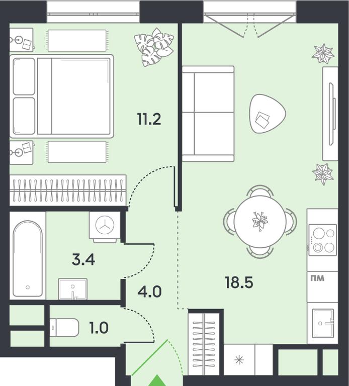 1-BD Apartment Sale, 38.1平方米 at balance, Ryazansky Avenue, Moscow, Russia #1 1-BD Apartment Sale, 38.1平方米 at balance, Ryazansky Avenue, Moscow, Russia #1