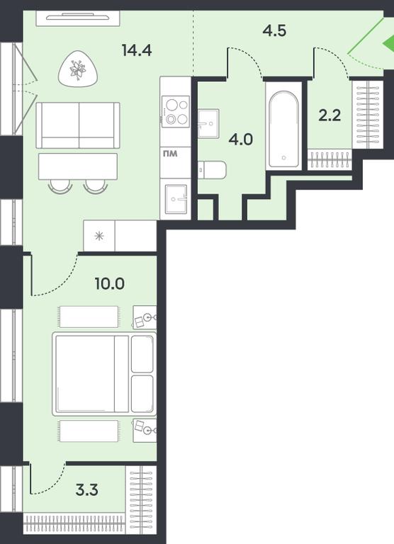 1-BD Apartment Sale, 38.4平方米 at balance, Ryazansky Avenue, Moscow, Russia #1 1-BD Apartment Sale, 38.4平方米 at balance, Ryazansky Avenue, Moscow, Russia #1