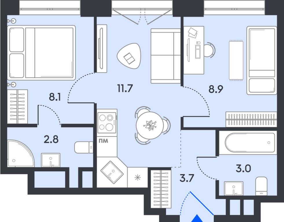 2-BD Apartment Sale, 38.2平方米 at balance, Ryazansky Avenue, Moscow, Russia #1 2-BD Apartment Sale, 38.2平方米 at balance, Ryazansky Avenue, Moscow, Russia #1