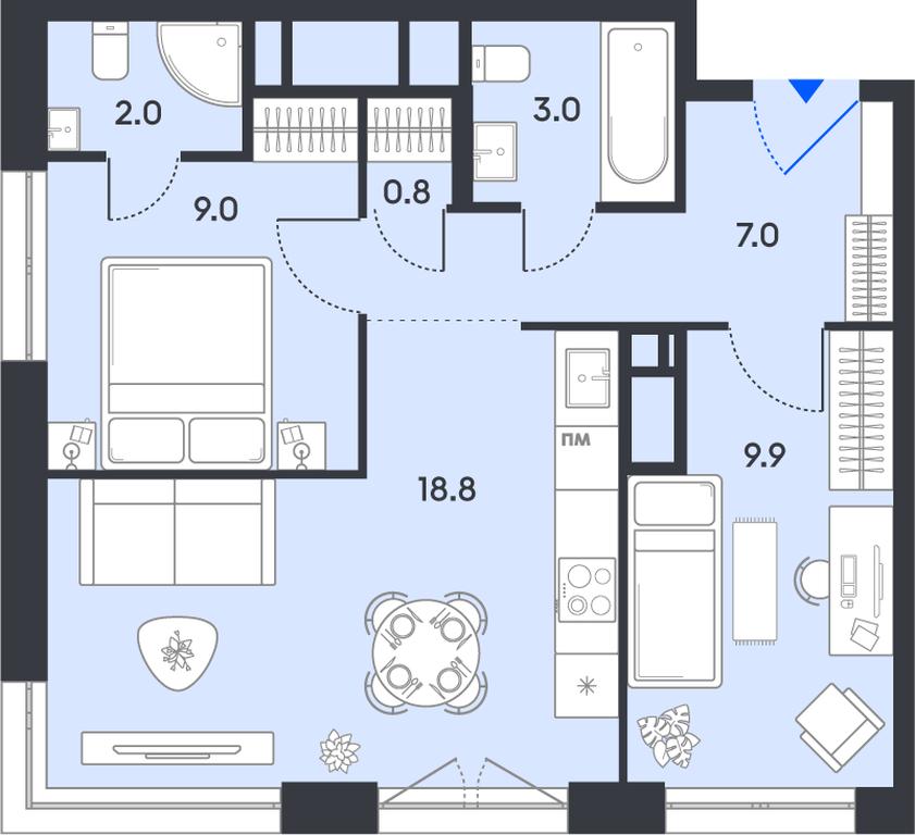 2-BD Apartment Sale, 50.5平方米 at balance, Ryazansky Avenue, Moscow, Russia #1 2-BD Apartment Sale, 50.5平方米 at balance, Ryazansky Avenue, Moscow, Russia #1