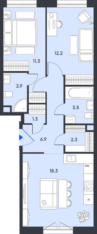2-BD Apartment Sale, 58.7 sq. m. at balance, Ryazansky Avenue, Moscow, Russia #1 2-BD Apartment Sale, 58.7 sq. m. at balance, Ryazansky Avenue, Moscow, Russia #1