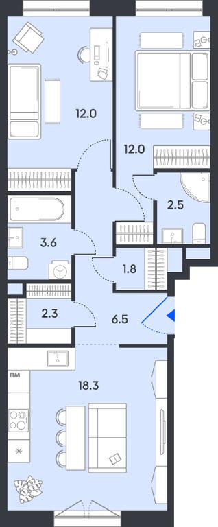 2-BD Apartment Sale, 59 sq. m. at balance, Ryazansky Avenue, Moscow, Russia #1 2-BD Apartment Sale, 59 sq. m. at balance, Ryazansky Avenue, Moscow, Russia #1