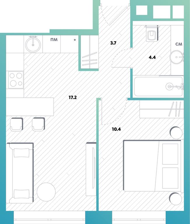 1-BD Apartment Sale, 35.7 sq. m. at balance, Ryazansky Avenue, Moscow, Russia #1 1-BD Apartment Sale, 35.7 sq. m. at balance, Ryazansky Avenue, Moscow, Russia #1