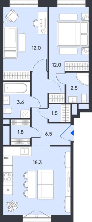 2-BD Apartment Sale, 58.2 sq. m. at balance, Ryazansky Avenue, Moscow, Russia #1 2-BD Apartment Sale, 58.2 sq. m. at balance, Ryazansky Avenue, Moscow, Russia #1