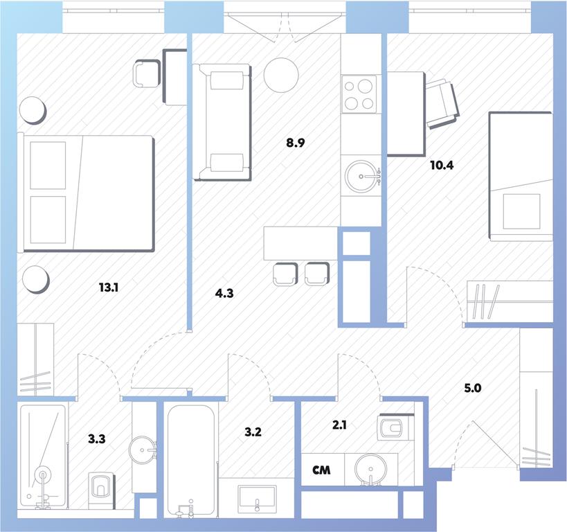 2-BD Apartment Sale, 50.3 sq. m. at balance, Ryazansky Avenue, Moscow, Russia #1 2-BD Apartment Sale, 50.3 sq. m. at balance, Ryazansky Avenue, Moscow, Russia #1