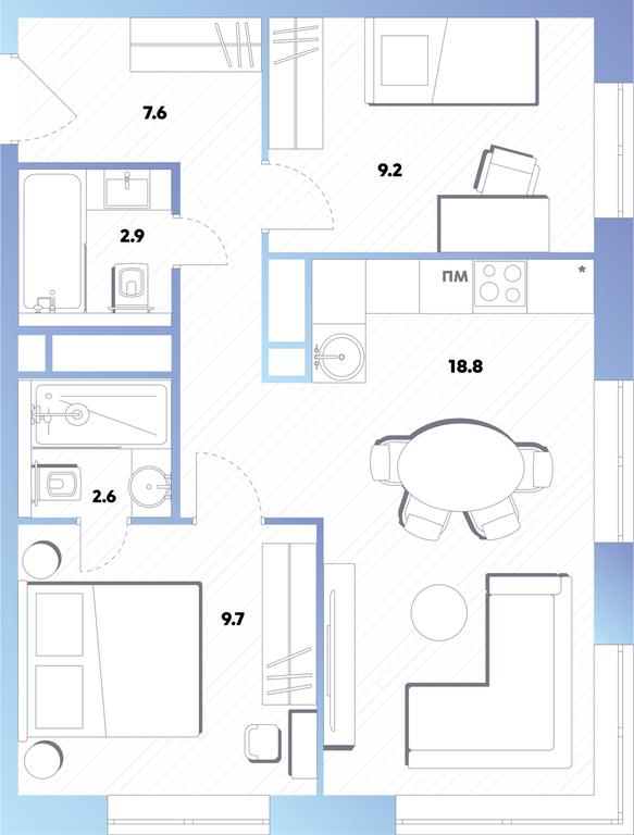2-BD Apartment Sale, 50.8平方米 at balance, Ryazansky Avenue, Moscow, Russia #1 2-BD Apartment Sale, 50.8平方米 at balance, Ryazansky Avenue, Moscow, Russia #1