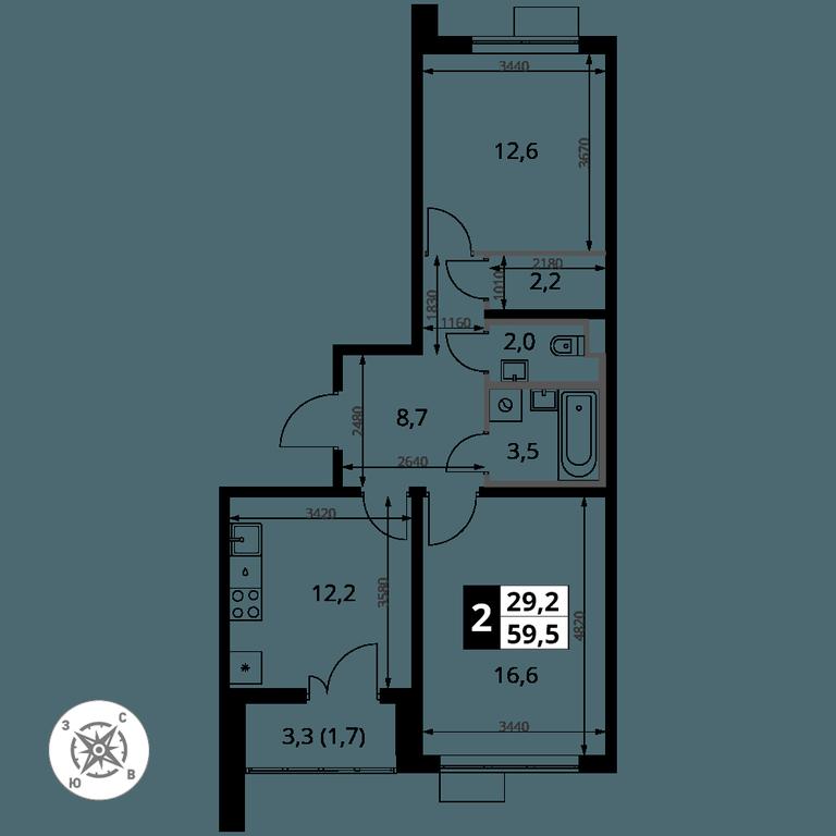 2-BD Apartment Sale, 59.5 sq. m. at Yzhnaya Bitsa, Yuzhnaya Bitsa Residential Complex, posyolok Bittsa, Leninskiy City District, Moscow Region, Russia #1 2-BD Apartment Sale, 59.5 sq. m. at Yzhnaya Bitsa, Yuzhnaya Bitsa Residential Complex, posyolok Bittsa, Leninskiy City District, Moscow Region, Russia #1