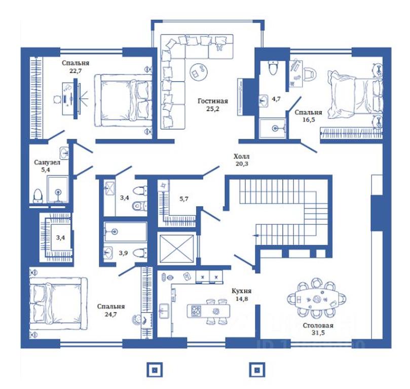 2-BD Apartment Sale, 193 sq. m. at Bereg stolitsy, Tamanskaya Street, Moscow, Russia #1 2-BD Apartment Sale, 193 sq. m. at Bereg stolitsy, Tamanskaya Street, Moscow, Russia #1