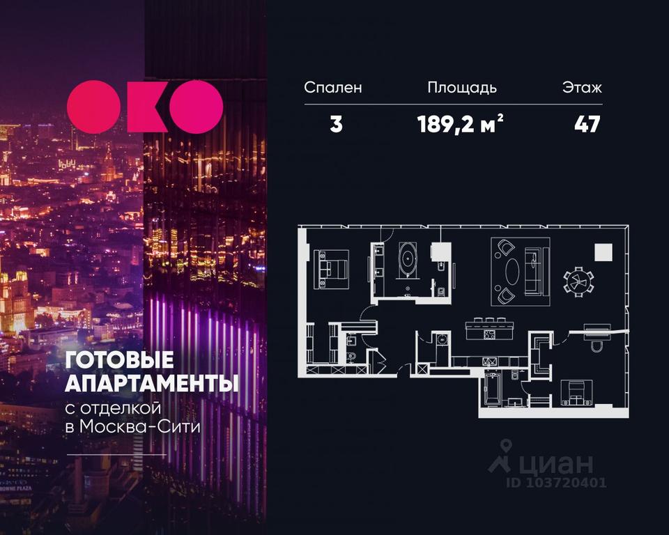 2-BD Apartment Sale, 189.2 sq. m. at MFK OKO, 1st Krasnogvardeysky Drive, 21с2, Moscow, Russia #2