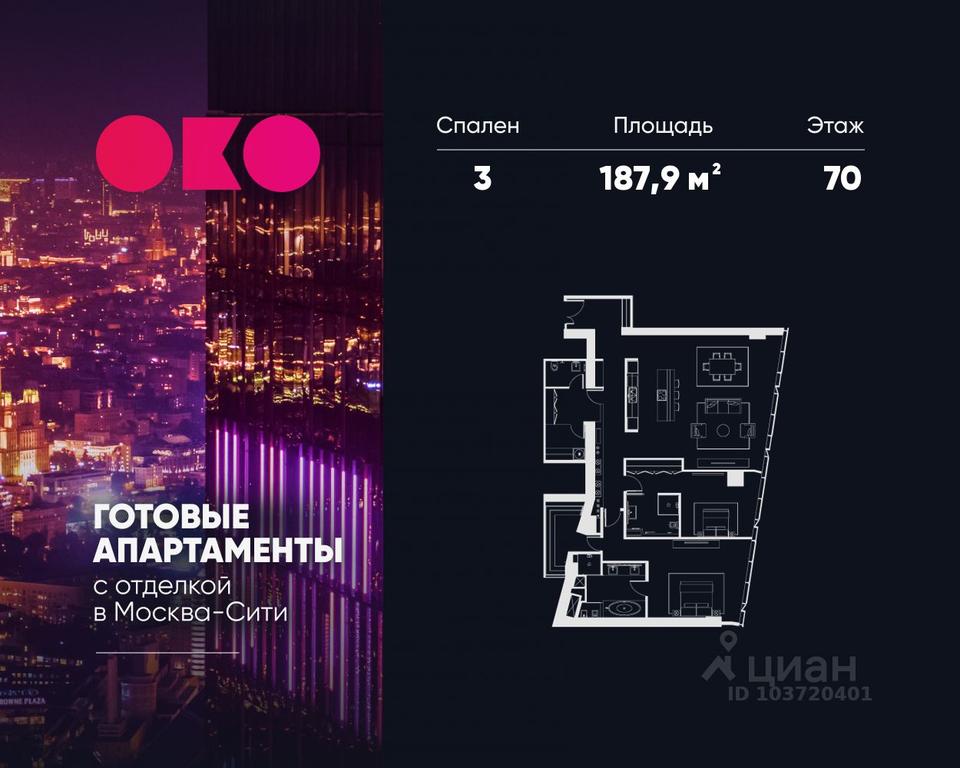 2-BD Apartment Sale, 187.9 sq. m. at MFK OKO, 1st Krasnogvardeysky Drive, 21с2, Moscow, Russia #2