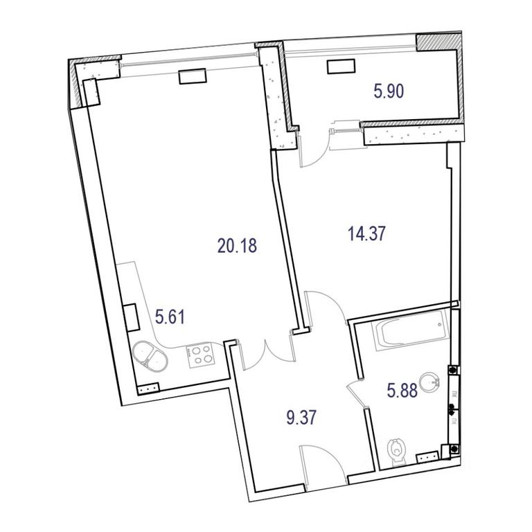 1-BD Apartment Sale, 62.9 sq. m. at Marshal, Marshala Rybalko Street, Moscow, Russia #1