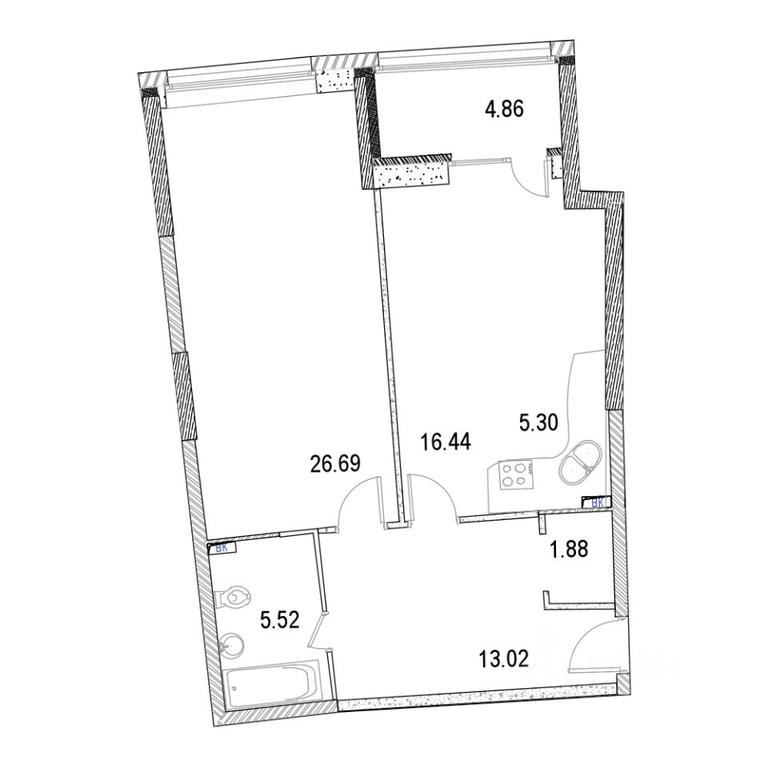 1-BD Apartment Sale, 73.7 sq. m. at Marshal, Marshala Rybalko Street, Moscow, Russia #1