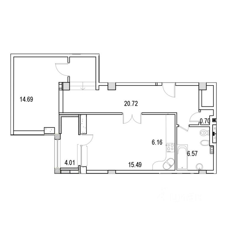 1-BD Apartment Sale, 73.33 sq. m. at Marshal, Marshala Rybalko Street, Moscow, Russia #1