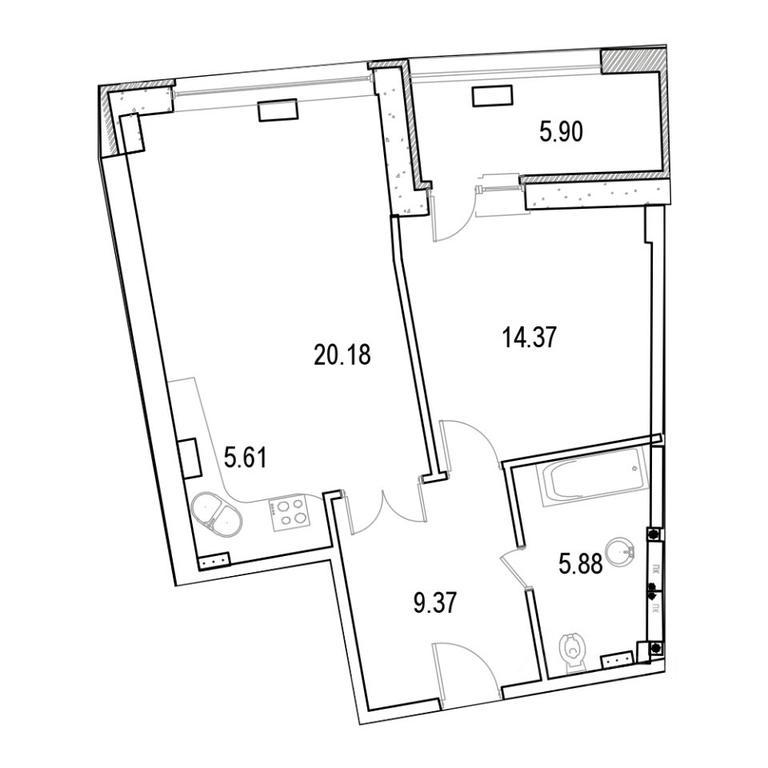 1-BD Apartment Sale, 62.79 sq. m. at Marshal, Marshala Rybalko Street, Moscow, Russia #1 1-BD Apartment Sale, 62.79 sq. m. at Marshal, Marshala Rybalko Street, Moscow, Russia #1
