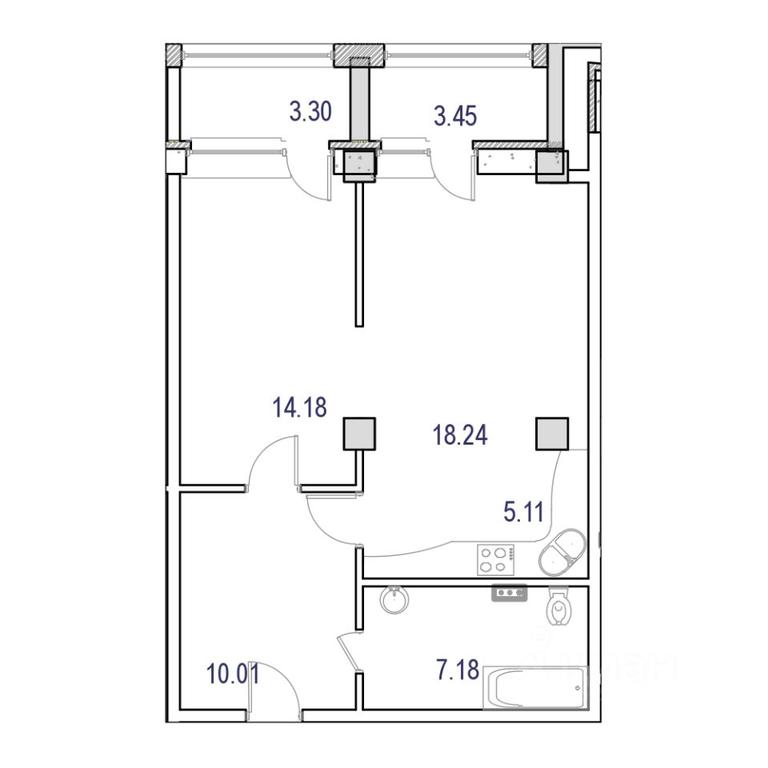 1-BD Apartment Sale, 61.59平方米 at Marshal, Marshala Rybalko Street, Moscow, Russia #1 1-BD Apartment Sale, 61.59平方米 at Marshal, Marshala Rybalko Street, Moscow, Russia #1