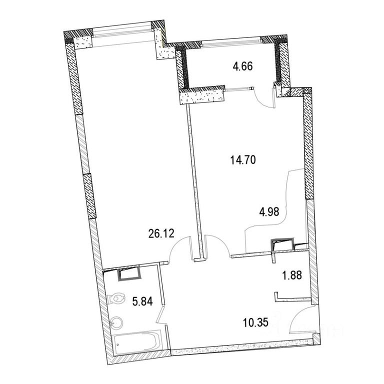 1-BD Apartment Sale, 70.3平方米 at Marshal, Marshala Rybalko Street, Moscow, Russia #1