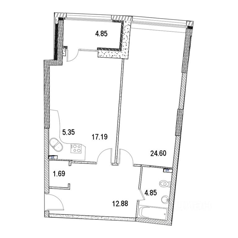 1-BD Apartment Sale, 71.3 sq. m. at Marshal, Marshala Rybalko Street, Moscow, Russia #1
