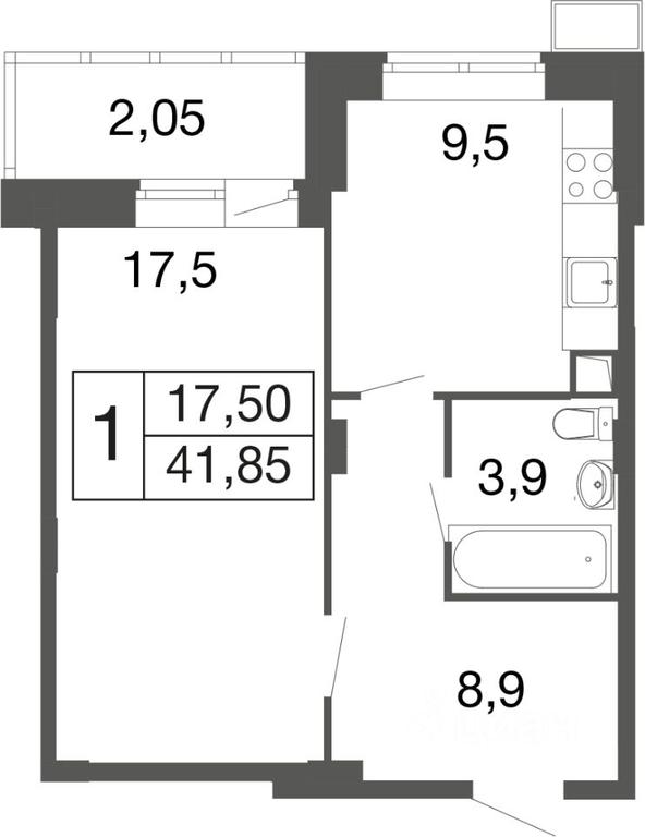 Apartment Sale, 41.85平方米 at Vremena goda, Proletarskaya ulitsa, Aprelevka, Naro-Fominskiy City District, Moscow Region, Russia #1