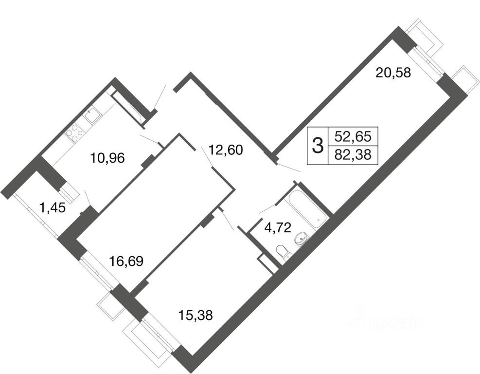 2-BD Apartment Sale, 82.38 sq. m. at Vremena goda, Proletarskaya ulitsa, Aprelevka, Naro-Fominskiy City District, Moscow Region, Russia #1