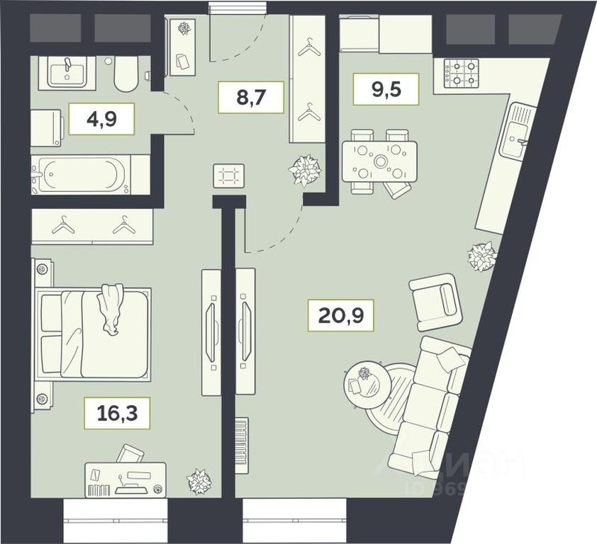 1-BD Apartment Sale, 60.3 sq. m. at Laym, Staroalekseyevskaya Street, 5А, Moscow, Russia #1
