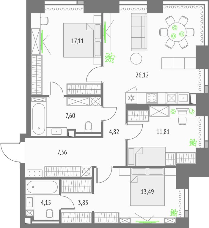 Продажа 3-комн. квартиры, 96,29 м² в ЖК «Upside Towers (Апсайд Тауэрс)», Огородный проезд, 4с1, Москва, Россия #1 Продажа 3-комн. квартиры, 96,29 м² в ЖК «Upside Towers (Апсайд Тауэрс)», Огородный проезд, 4с1, Москва, Россия #1