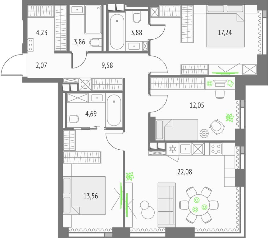 Продажа 3-комн. квартиры, 93,24 м² в ЖК «Upside Towers (Апсайд Тауэрс)», Огородный проезд, 4с1, Москва, Россия #1 Продажа 3-комн. квартиры, 93,24 м² в ЖК «Upside Towers (Апсайд Тауэрс)», Огородный проезд, 4с1, Москва, Россия #1