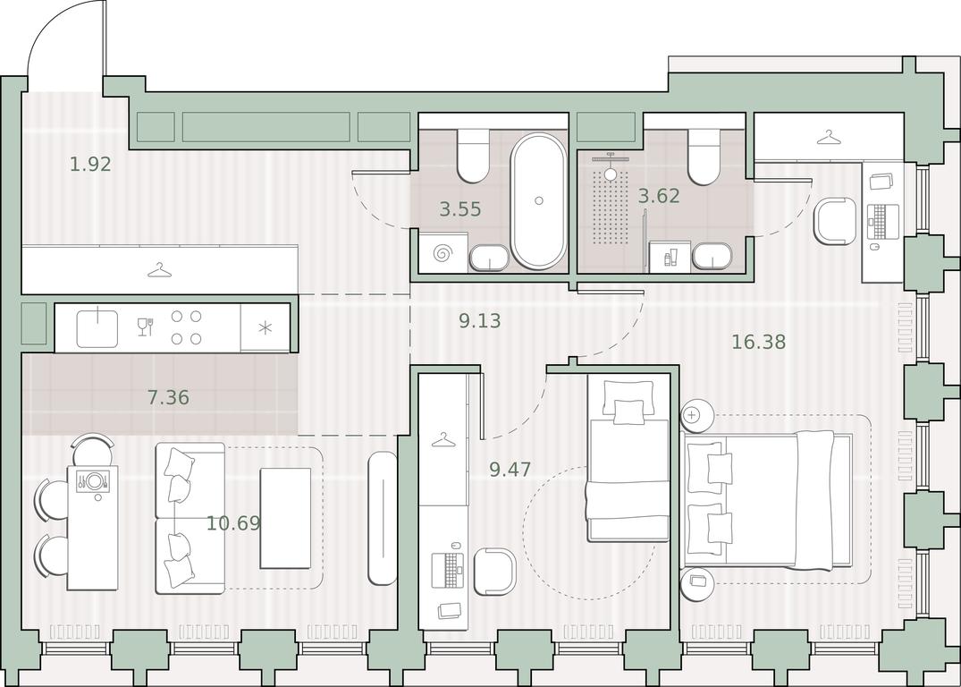 2-BD Apartment Sale, 62.12 sq. m. at Sreda na Kutuzovskom, Ivana Franko Street, Moscow, Russia #1 2-BD Apartment Sale, 62.12 sq. m. at Sreda na Kutuzovskom, Ivana Franko Street, Moscow, Russia #1