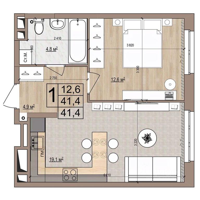 Apartment Sale, 41.4 sq. m. at Grand Komfort, Gudkova Street, Zhukovsky, Moscow Region, Russia #1 Apartment Sale, 41.4 sq. m. at Grand Komfort, Gudkova Street, Zhukovsky, Moscow Region, Russia #1